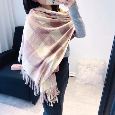 2020 Plaid Scarf Autumn and Winter New Double-Sided Cashmere Women's Thickened Long Section Warm Shawl Fashion All-Matching