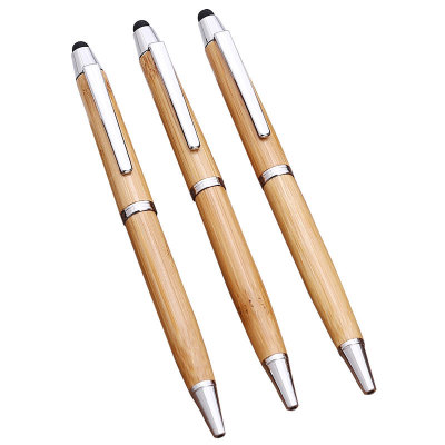 Natural Bamboo Capacitor Ballpoint Pen Customized Enterprise Logo Mobile Stylus Pen Business Office Capacitor Bamboo Pen