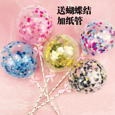 Balloon Birthday Cake Decoration Factory Direct Sales 5-Inch Sequined Transparent Balloon Internet Celebrity Party Cake Baking Supplies