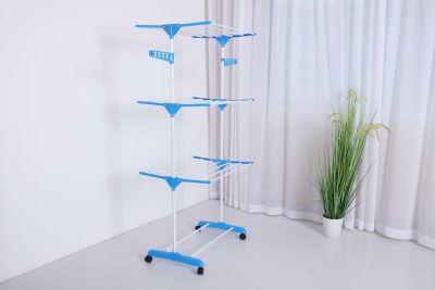 Floor Clothes Hanger Three-Layer Folding Drying Rack Multi-Function Towel Rack Drying Rack New Clothes Hanger Wholesale