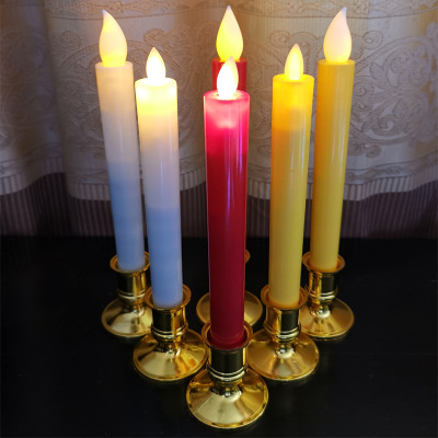 Factory Direct Sales Long Electronic Candle Buddha Blessing Candle Lamp Swing Flame Simulation Smokeless Wedding Decorative Light