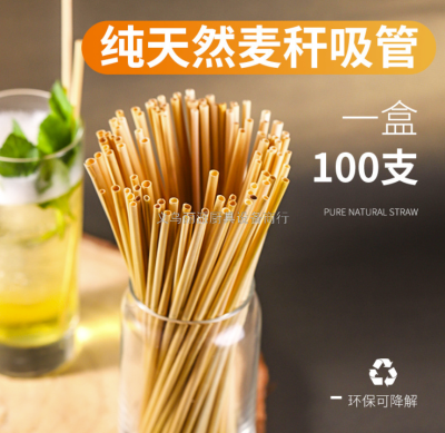 Natural Straw Thin Straw Environmentally Friendly and Biodegradable Straw Disposable Cold Drink Coffee Juice Small Straw
