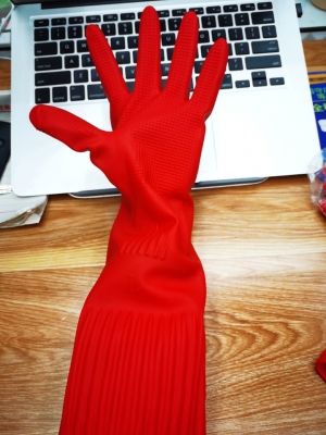 38cm Lengthened Kitchen Latex Gloves Red Laundry Dishwashing Household Gloves Household Gloves Household Gloves 110G