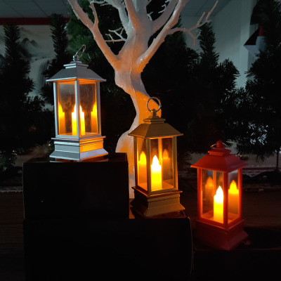 Qianjin New Christmas Decorations Transparent Christmas Portable Wind Lamp Home Courtyard Small Candle Holder Decoration