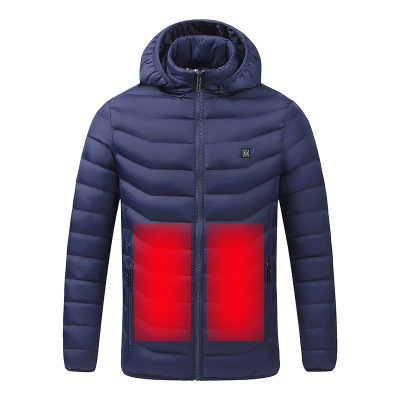 Zone 2 Zone 4 Smart Heating Cotton-Padded Jacket Men's Korean-Style Slim-Fit Charging Cotton-Padded Clothes Hooded USB Electric Jacket Warm Coat Tide