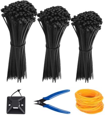 Cable Zipper Band, Self-Locking Nylon Cable Band UV-Resistant Cable Band Tensile Strength, Durable Nylon Black Cable Band