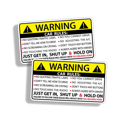 Foreign Currently Available Car Safety Warning Rules Car Stickers Car Safety Warning Rules Stickers