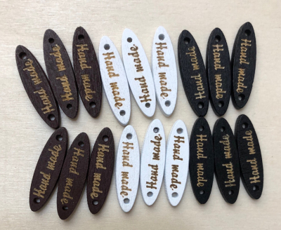 Factory Direct Sales Handmade Wooden Board Children's Clothing DIY Pointed Button Laser Marking Various Nameplate Button Accessories