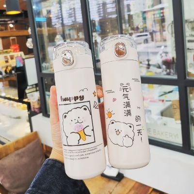 Fashion Trending Pea Thermos Cup Cute Bear Bounce Cover Stainless Steel Water Cup Portable Student Cup Wholesale