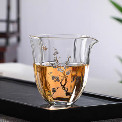 Hexagonal Fair Mug Heat-Resistant Borosilicate Glass Tea Serving Pot Japanese Style Tea Pitcher Fair Cup Fair Mug Water Tea Cup