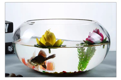 Living Room Creative Glass Vase Fish Tank Fan Hydroponic Tank Glass Fish Tank round Household Fish Globe Ornaments