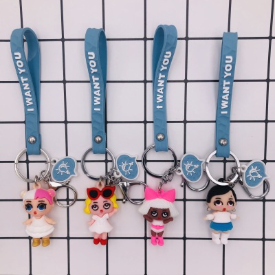 Trendy Clothes Kawaii Pendant Car Cutting Keychain Car Interior Supplies Creative Men's and Women's Schoolbags Hanging Ornament Cute Cartoon