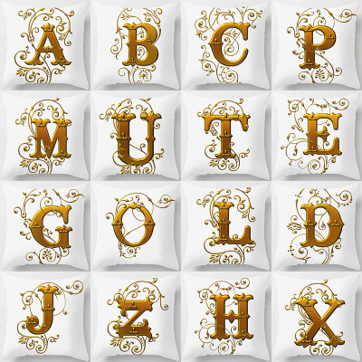 Gm179 Popular Nordic Style Golden English Letters Digital Printing Sofa Cushion Peach Skin Fabric Pillow Cover