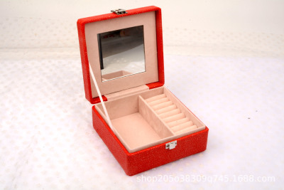 Currently Available Direct Sales Pu Embossed Square Jewelry Box Custom Necklace Ring Storage Box Portable Delicate Box