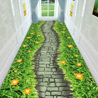 Wholesale Crystal Velvet Printing Carpet Coiled Material Hotel Corridor Aisle Plant Flower Carpet Stair Mat Can Be Cut