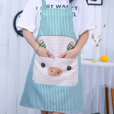 Fashion Antifouling Apron Cartoon Pig Household Kitchen Apron Summer Breathable Sleeveless Smock for Men and Women