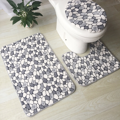 Cross-Border Foreign Trade Coral Fleece Bathroom Floor Toilet Three-Piece Bathroom Carpet Set Non-Slip