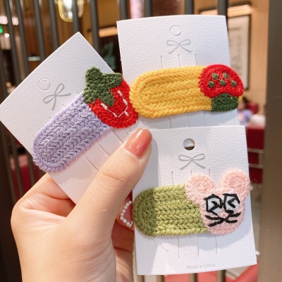 Korean Style Cute Hook Hairpin Children's Simplicity Cartoon Duck Knitted Wool Barrettes Little Girl Head Accessories