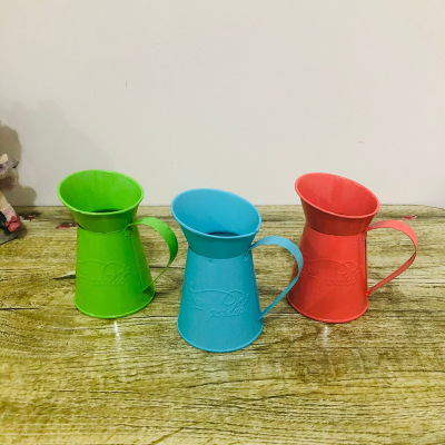 Mini Candy-Colored Small Coffee Pot Iron Bucket Photography Prop Decorations Home Decoration Small Plant Flower Ware Iron Bucket