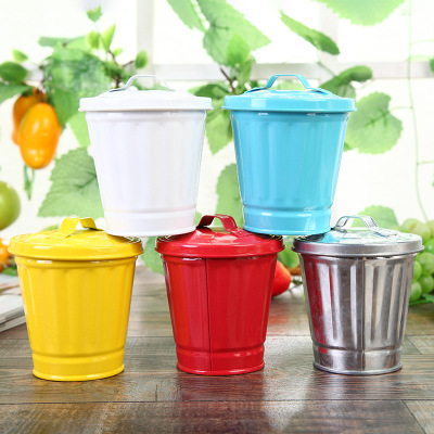 Factory Direct Sales Cute Trash Can Creative with Lid Living Room Bedroom Table Trash Can Storage Tank Flower Container and Flower Pot