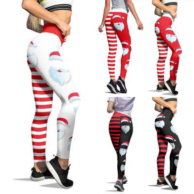 Wish Hot Christmas Leggings Printed Pants for Children Cross-Border New European and American Women's Clothing High Top Sports Cropped Pants