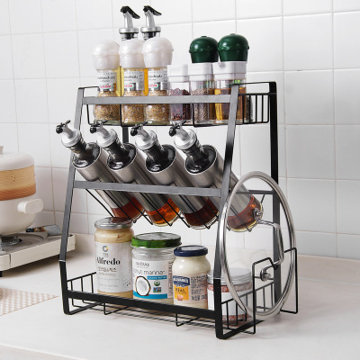 A Variety of Iron Three-Layer Seasoning Rack Kitchen Supplies Storage Rack Household Countertop Organizing Rack Seasoning Rack