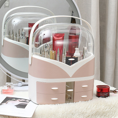 Transparent and Dustproof Cosmetics Storage Box Large Capacity Household Desk Dressing Table Organizing Lipstick Skin Care Products Storage Rack