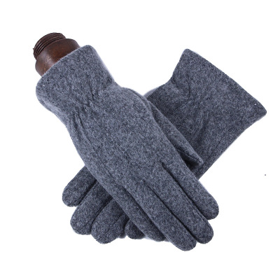 Woolen Men's Gloves Autumn and Winter Keep Warm New Fashion Wool Thick Fleece Touch Screen Gloves