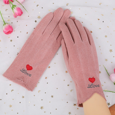 Winter Warm Thin Sports Stretch Spring and Autumn Driving Cycling Electric Car Student Touch Screen Cute Gloves