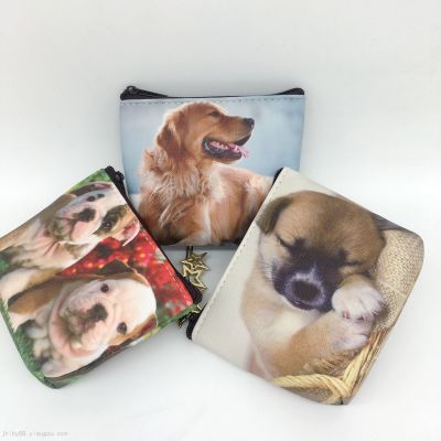 Factory Direct Sales New Digital Printing Dog Coin Purse Pu Small Wallet Cute Dog Bag Little Boy Earphone Bag