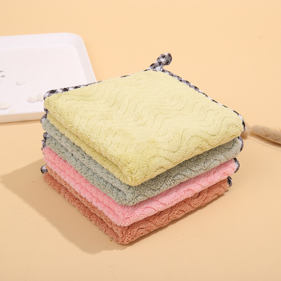 Creative Dish Towel Coral Fleece Tablecloth Towel Hanging Non-Lint Absorbent Cleaning Cloth