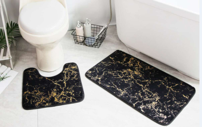 Hot Stamping Marble Pattern Floor Mat Toilet Toilet Set Creative Design Carpet
