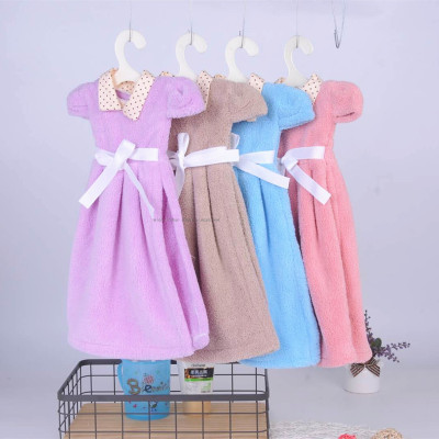 Kitchen Hand Towel Children's Cute Dress Rag Dish Towel Kitchen Coral Fleece Hand Towel Absorbent Wholesale