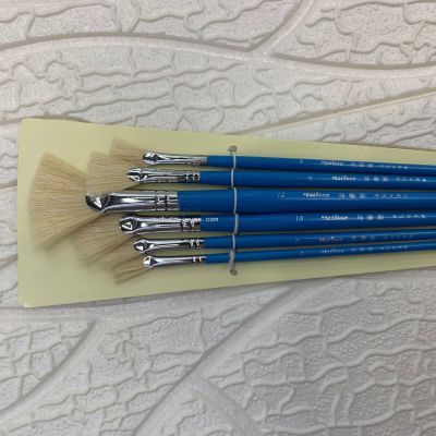 Six Fine Bristle Nylon Mixed Set Painting Brush Gouache Pen Oil Brush Fan Pen (Examination Exclusive)