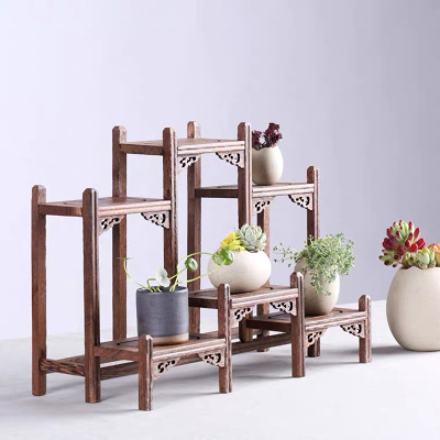 Chicken Wing Wood Antique Rack Small Solid Wood Chinese Decoration Tea Set Leaf Storage Purple Sand Teapot Duobao Pavilion Display Shelf