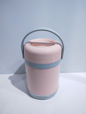 T07-8879 Stainless Steel Insulated Barrel Insulated Lunch Box Single Hand Portable Insulated Barrel Household Lunch Bucket with Compartment