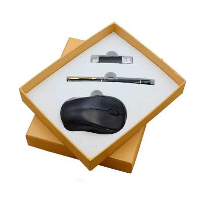 Wireless Mouse Set Customized Company Logo Signature Pen with Mouse USB Business Office Gift Set