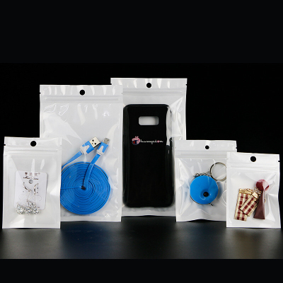 Pearlescent Bag Plastic Packaging Ziplock Bag Transparent Bag Stud Earrings Packing Bag Bone Pulling Bag