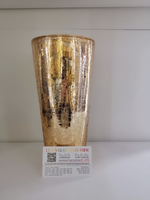 Handmade Hammered Golden Glass Vase Flower Arrangement Decoration
