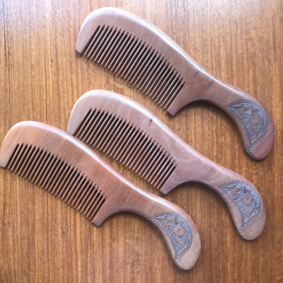 Factory Direct Sales Natural Log Peach Wooden Comb Fine Tooth Comb with Handle Straight Comb Exquisite Workmanship Conve