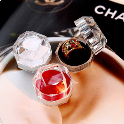 Transparent Crystal Princess Ring Box Vintage Acrylic Jewelry Box Earrings Jewelry Box Storage Box Gift Box for Women