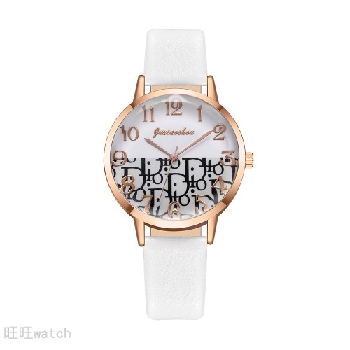 new hot creative watch two-tone dial women‘s watch wholesale belt student watch dio contrast color letter watch