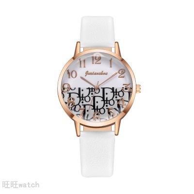 Creative Watch Two-Color Dial Women's Watch Wholesale Belt Student Watch Dio Contrast Color Letter Watch