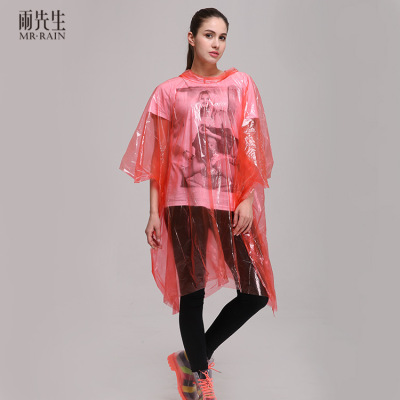 Mr. Yu PE Fashion Poncho Disposable Raincoat Cloak Outdoor Travel Portable Raincoat Rain Gear Factory Direct Sales