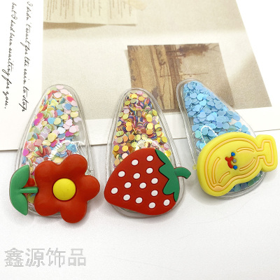 Cartoon Quicksand Hairpin Fruit Sequins Hairpin Korean Cute Cartoon BB Clip Side Clip Internet Celebrity Hairware