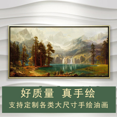 Hand Drawing Oil Painting Customized European American Landscape Rich Deer Living Room Hotel Model Room Painting