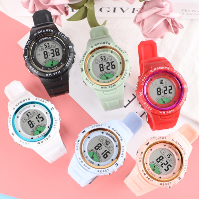 Korean-Style Simple 50 M Swimming Waterproof Watch Children's Casual Luminous Electronic Watch Multi-Functional Sports Student Watch