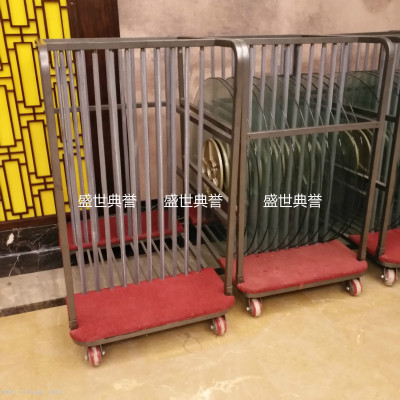 Qingdao Star Hotel Banquet Hall Glass Turntable Car Hotel Turntable Service Car Turntable Cart Storage Car Customized