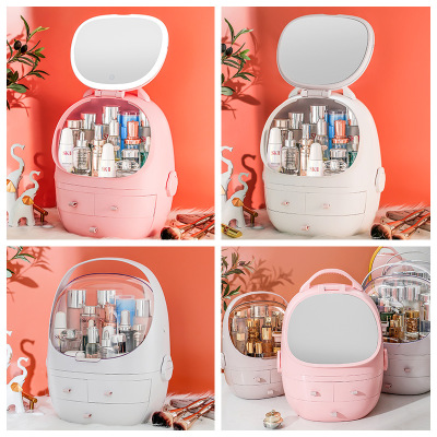 Straw Bear Internet Celebrity Cosmetics Drawer Storage Box Multi-Functional Storage Box with Mirror