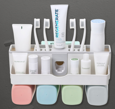 Multi-Functional Toothbrush Rack Wash Set Toilet Punch-Free Automatic Toothpaste Squeezing Douyin Artifact